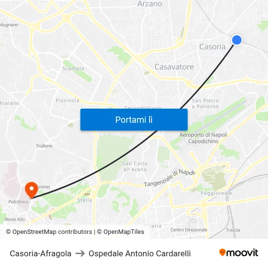 Casoria-Afragola to Ospedale Antonio Cardarelli map