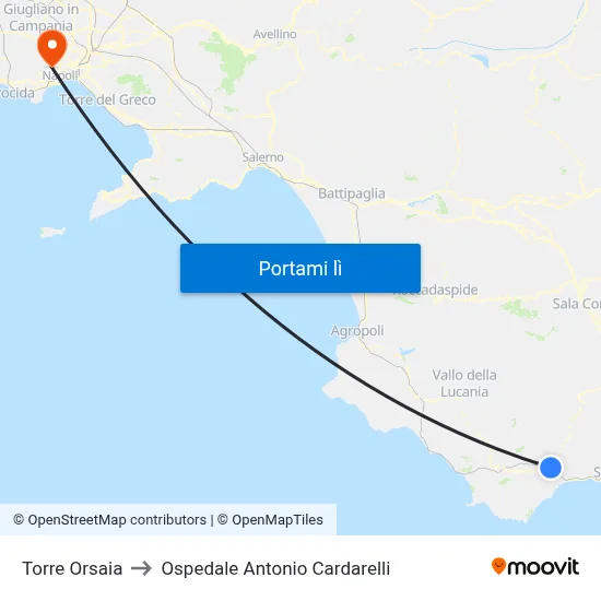 Torre Orsaia to Ospedale Antonio Cardarelli map
