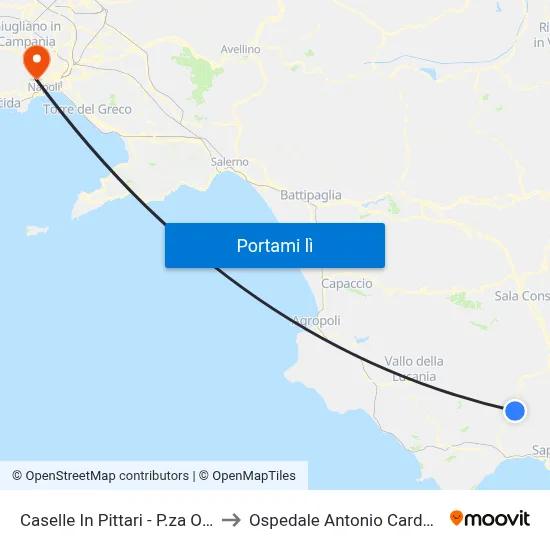 Caselle In Pittari - P.za Olmo to Ospedale Antonio Cardarelli map