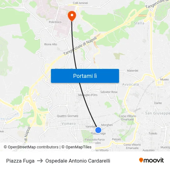 Piazza Fuga to Ospedale Antonio Cardarelli map