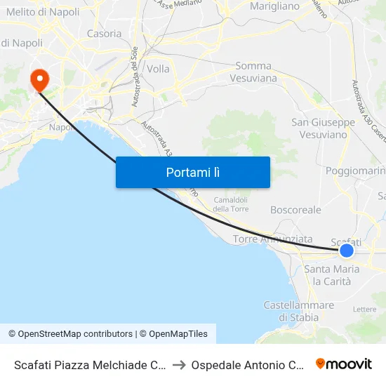 Scafati Piazza Melchiade Capolinea to Ospedale Antonio Cardarelli map