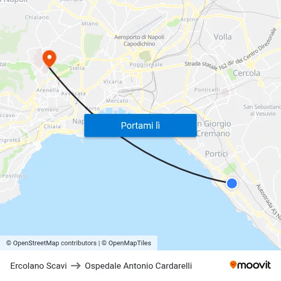 Ercolano Scavi to Ospedale Antonio Cardarelli map