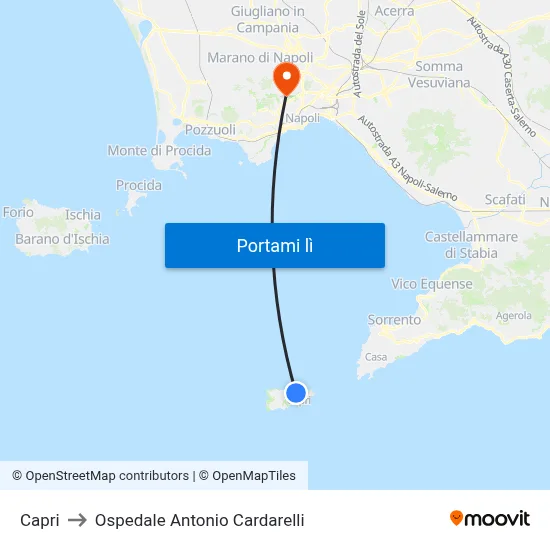 Capri to Ospedale Antonio Cardarelli map
