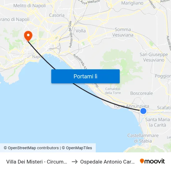 Villa Dei Misteri - Circumvesuv. to Ospedale Antonio Cardarelli map