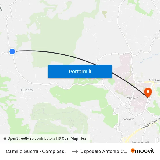 Camillo Guerra - Complesso Kennedy to Ospedale Antonio Cardarelli map