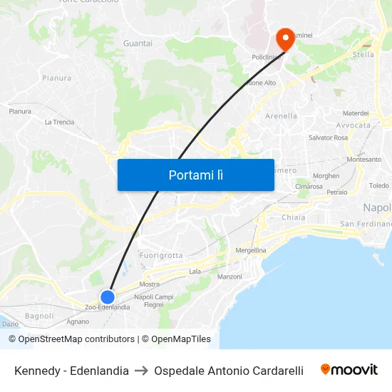 Kennedy - Edenlandia to Ospedale Antonio Cardarelli map