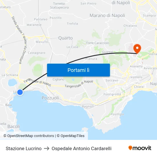 Stazione Lucrino to Ospedale Antonio Cardarelli map