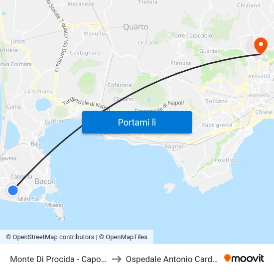 Monte Di Procida - Capolinea to Ospedale Antonio Cardarelli map