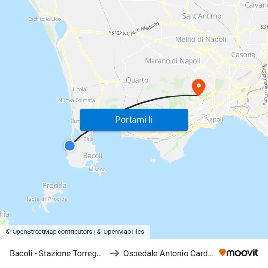 Bacoli - Stazione Torregaveta to Ospedale Antonio Cardarelli map