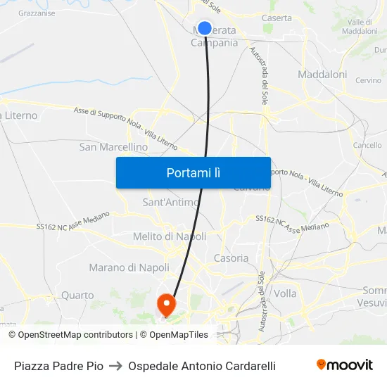 Piazza Padre Pio to Ospedale Antonio Cardarelli map