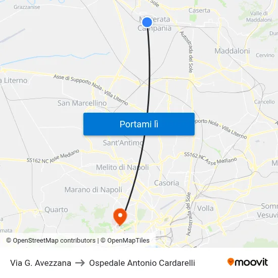 Via G. Avezzana to Ospedale Antonio Cardarelli map