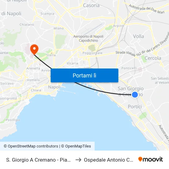 S. Giorgio A Cremano - Piazza Troisi to Ospedale Antonio Cardarelli map