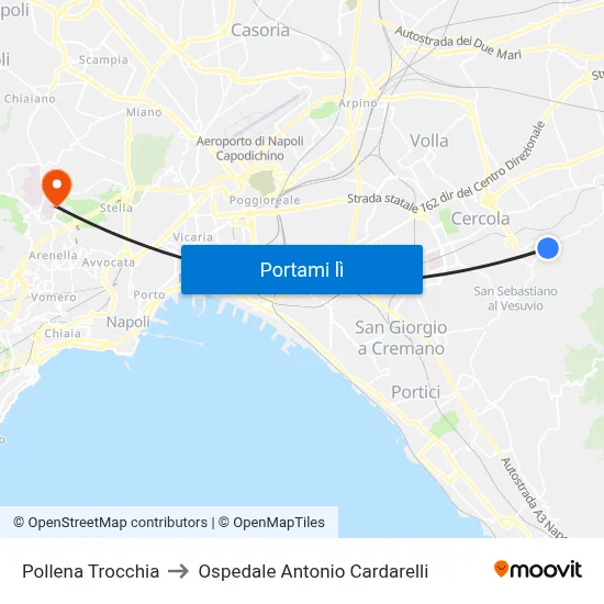 Pollena Trocchia to Ospedale Antonio Cardarelli map