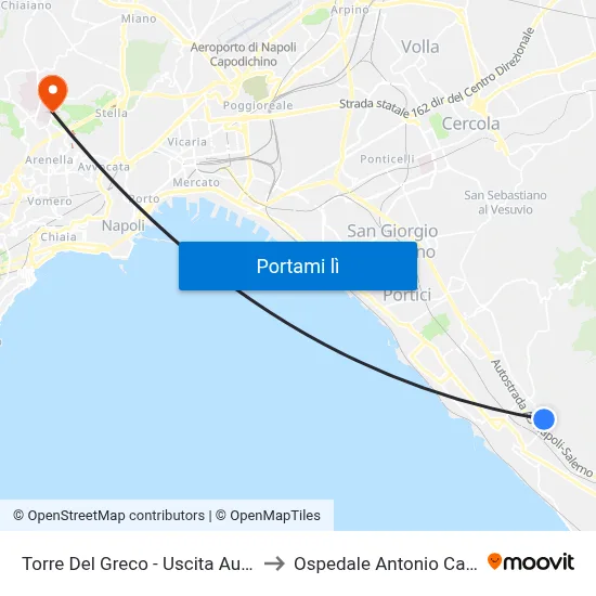 Torre Del Greco - Uscita Autostrada to Ospedale Antonio Cardarelli map