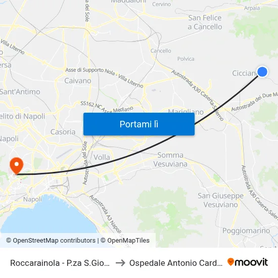 Roccarainola - P.za S.Giovanni to Ospedale Antonio Cardarelli map