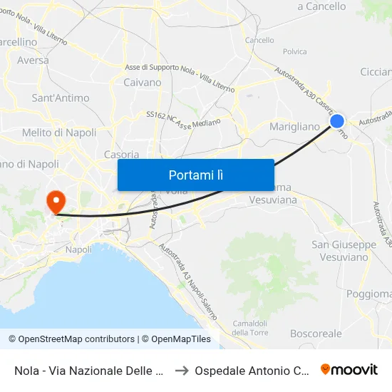 Nola - Via Nazionale Delle Puglie, 21 to Ospedale Antonio Cardarelli map