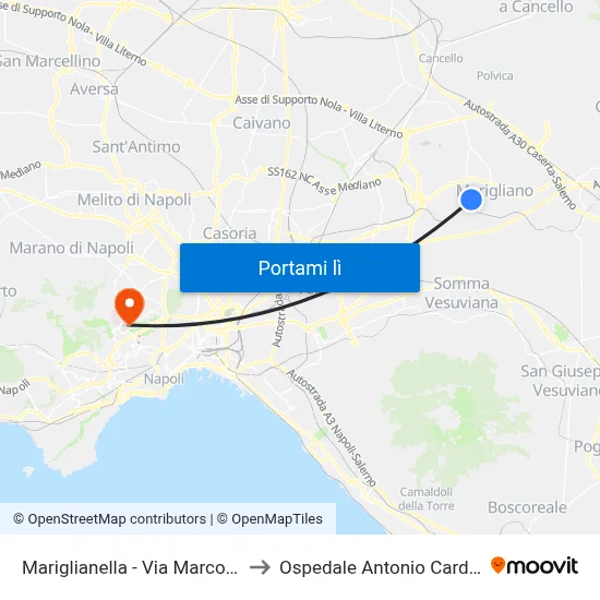 Mariglianella - Via Marconi, 16 to Ospedale Antonio Cardarelli map