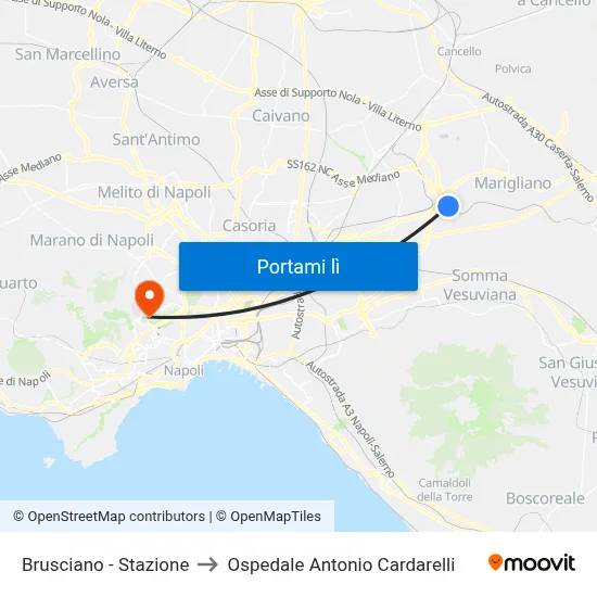 Brusciano - Stazione to Ospedale Antonio Cardarelli map