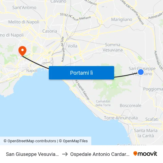 San Giuseppe Vesuviano to Ospedale Antonio Cardarelli map