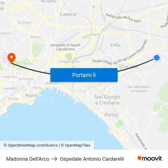 Madonna Dell'Arco to Ospedale Antonio Cardarelli map