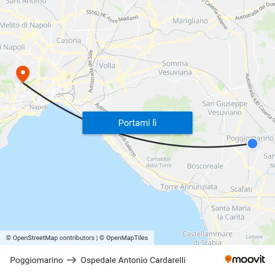 Poggiomarino to Ospedale Antonio Cardarelli map