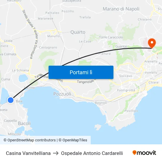 Casina Vanvitelliana to Ospedale Antonio Cardarelli map