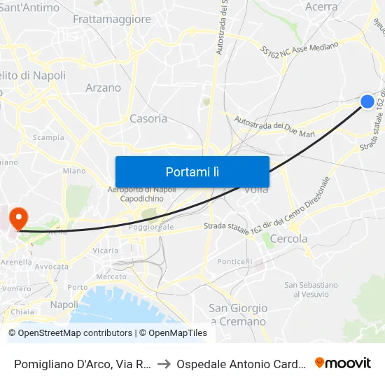 Pomigliano D'Arco, Via Roma to Ospedale Antonio Cardarelli map