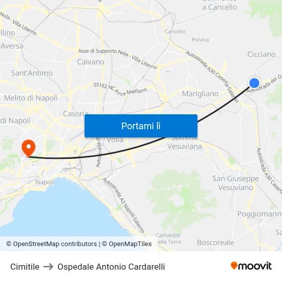 Cimitile to Ospedale Antonio Cardarelli map