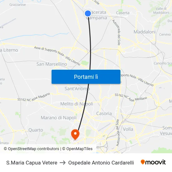 S.Maria Capua Vetere to Ospedale Antonio Cardarelli map