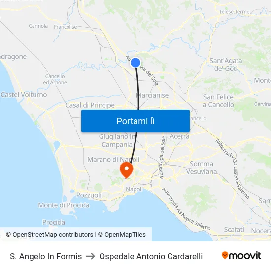 S. Angelo In Formis to Ospedale Antonio Cardarelli map