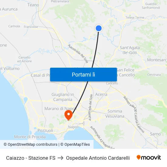Caiazzo - Stazione FS to Ospedale Antonio Cardarelli map