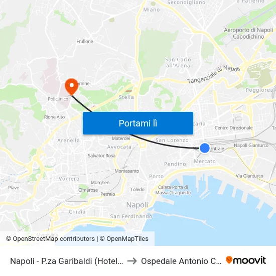 Napoli - P.za Garibaldi (Hotel Terminus) to Ospedale Antonio Cardarelli map