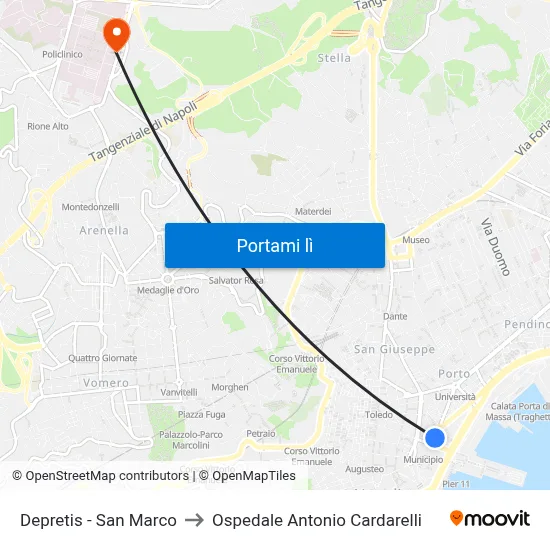Depretis - San Marco to Ospedale Antonio Cardarelli map