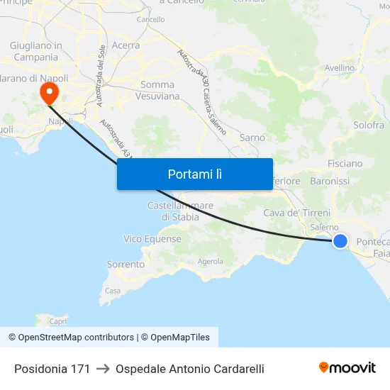 Posidonia 171 to Ospedale Antonio Cardarelli map
