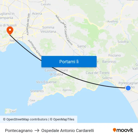 Pontecagnano to Ospedale Antonio Cardarelli map