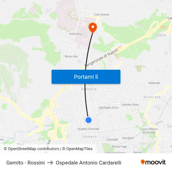 Gemito - Rossini to Ospedale Antonio Cardarelli map