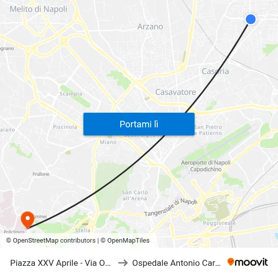 Piazza XXV Aprile - Via Oberdan to Ospedale Antonio Cardarelli map