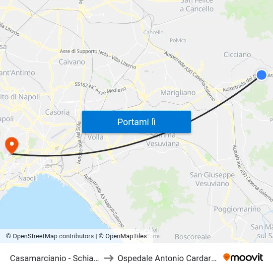 Casamarcianio - Schiava to Ospedale Antonio Cardarelli map