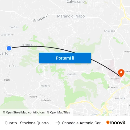 Quarto - Stazione Quarto Centro to Ospedale Antonio Cardarelli map