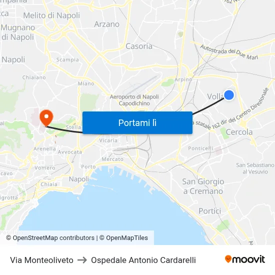 Via Monteoliveto to Ospedale Antonio Cardarelli map