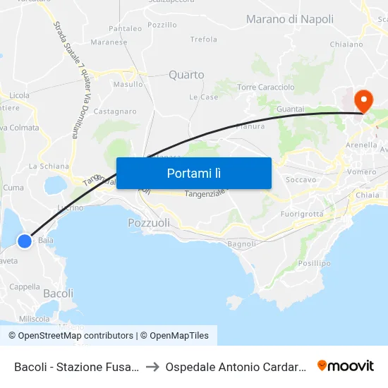Bacoli - Stazione Fusaro to Ospedale Antonio Cardarelli map