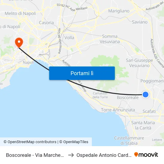 Boscoreale - Via Marchesa, 94 to Ospedale Antonio Cardarelli map