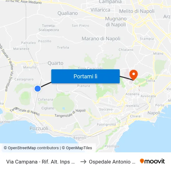 Via Campana - Rif. Alt. Inps Civico N° 233 to Ospedale Antonio Cardarelli map