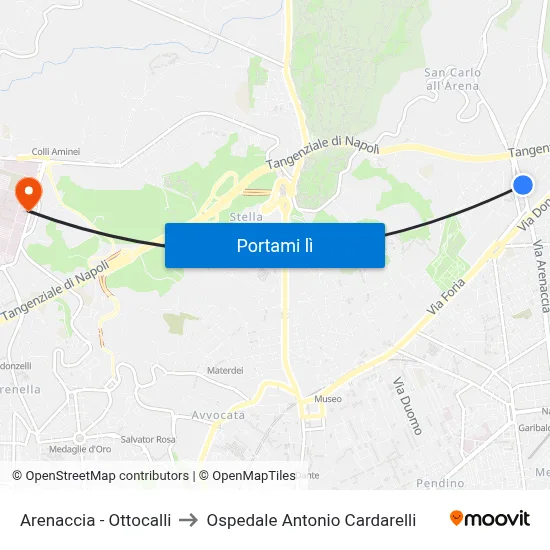 Arenaccia - Ottocalli to Ospedale Antonio Cardarelli map