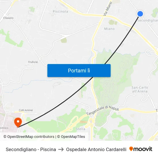Secondigliano - Piscina to Ospedale Antonio Cardarelli map