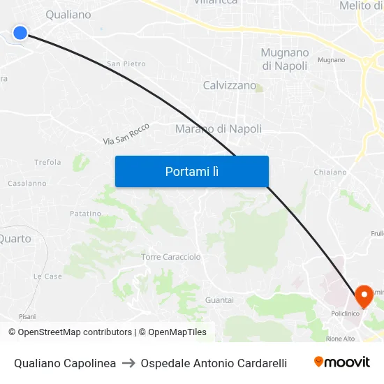 Qualiano Capolinea to Ospedale Antonio Cardarelli map