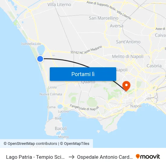 Lago Patria - Tempio Scipione to Ospedale Antonio Cardarelli map