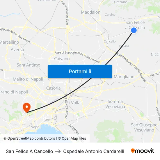 San Felice A Cancello to Ospedale Antonio Cardarelli map