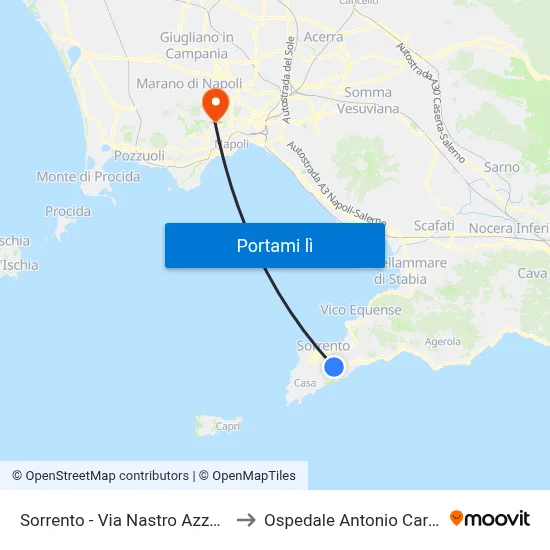 Sorrento - Via Nastro Azzurro, 10 to Ospedale Antonio Cardarelli map