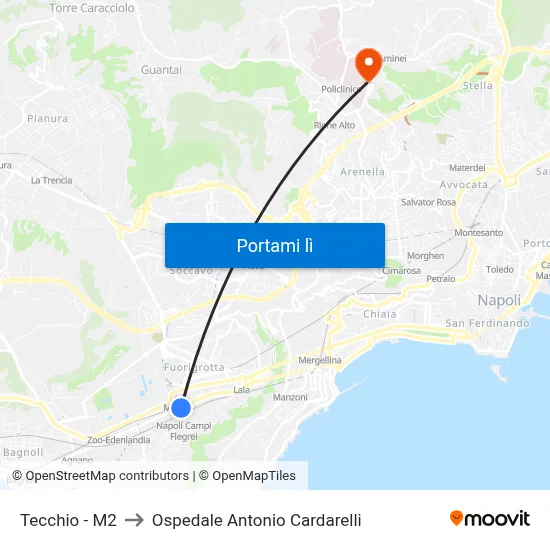 Tecchio - M2 to Ospedale Antonio Cardarelli map